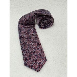 J.S. A. Bank Signature Gold‎ Men's Silk Tie Red Blue Circle Pattern
